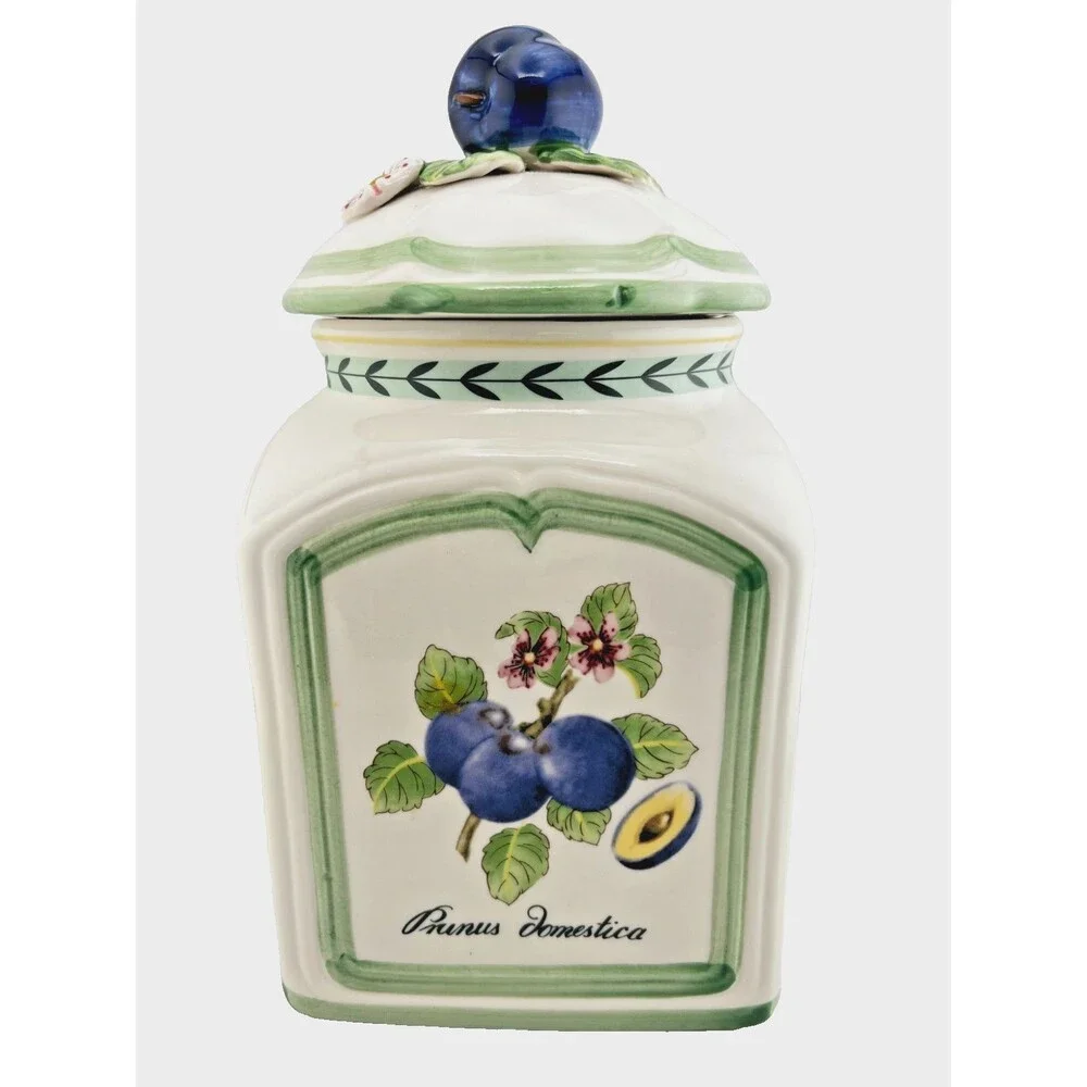 Villeroy & Boch Canister French Garden Charm Prunus Plum Cottagecore Granny EUC